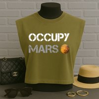 Occupy Mars Elon Musk SpaceX Project Gift Ideas Occupy Mars Trending Garment-Dyed Women's Muscle Tee