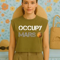Occupy Mars Elon Musk SpaceX Project Gift Ideas Occupy Mars Trending Garment-Dyed Women's Muscle Tee