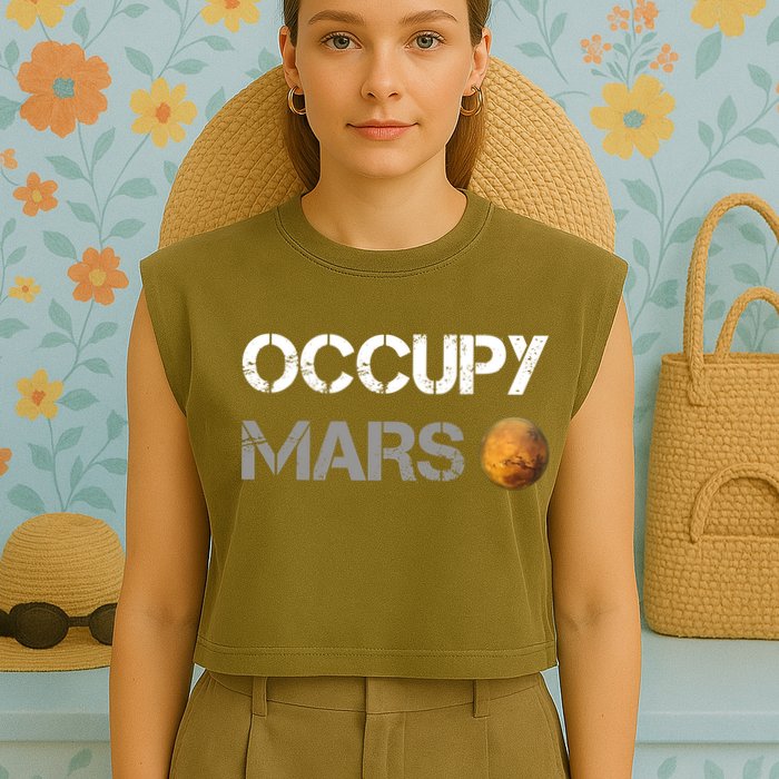 Occupy Mars Elon Musk SpaceX Project Gift Ideas Occupy Mars Trending Garment-Dyed Women's Muscle Tee