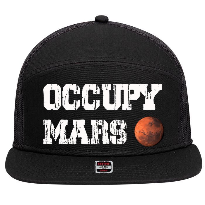 Occupy Mars Elon Musk SpaceX Project Gift Ideas Occupy Mars Trending 7 Panel Mesh Trucker Snapback Hat