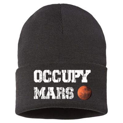 Occupy Mars Elon Musk SpaceX Project Gift Ideas Occupy Mars Trending Sustainable Knit Beanie