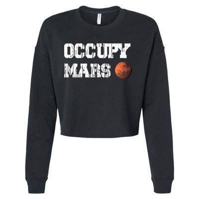 Occupy Mars Elon Musk SpaceX Project Gift Ideas Occupy Mars Trending Cropped Pullover Crew