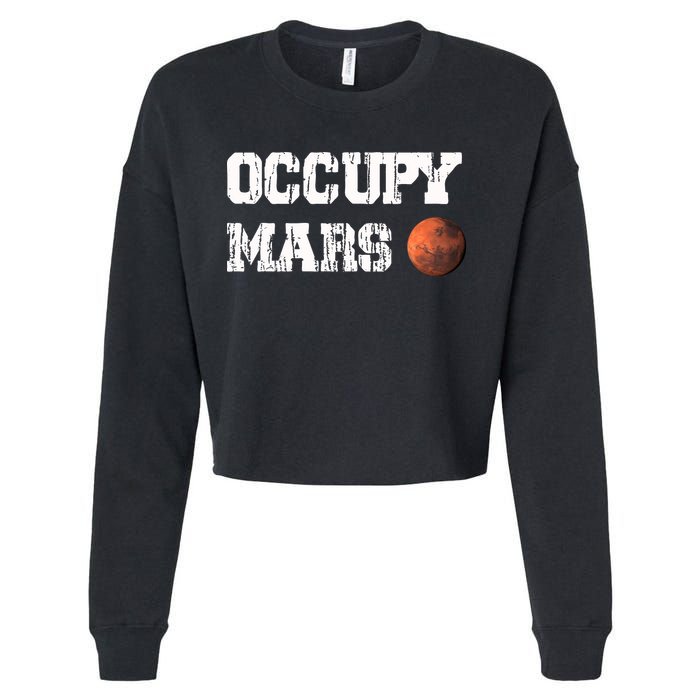 Occupy Mars Elon Musk SpaceX Project Gift Ideas Occupy Mars Trending Cropped Pullover Crew
