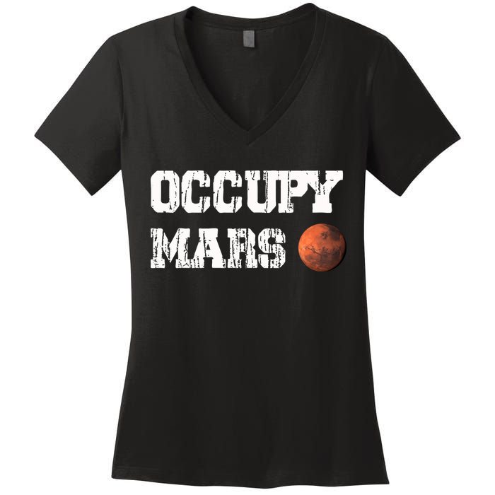 Occupy Mars Elon Musk SpaceX Project Gift Ideas Occupy Mars Trending Women's V-Neck T-Shirt