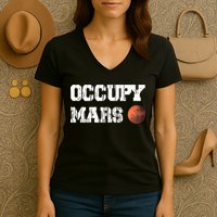 Occupy Mars Elon Musk SpaceX Project Gift Ideas Occupy Mars Trending Women's V-Neck T-Shirt