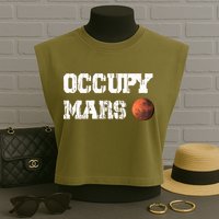 Occupy Mars Elon Musk SpaceX Project Gift Ideas Occupy Mars Trending Garment-Dyed Women's Muscle Tee