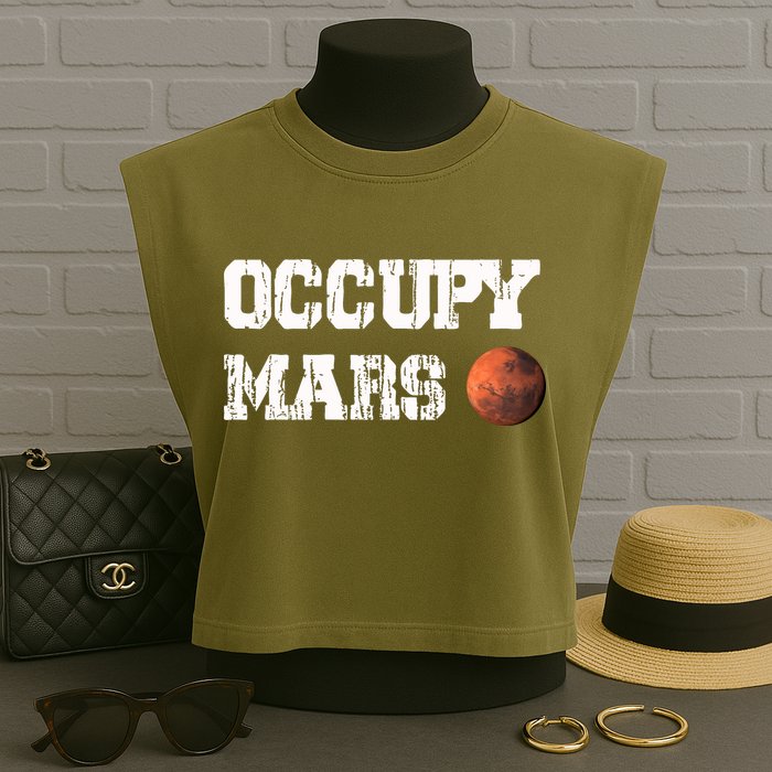 Occupy Mars Elon Musk SpaceX Project Gift Ideas Occupy Mars Trending Garment-Dyed Women's Muscle Tee