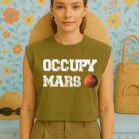 Occupy Mars Elon Musk SpaceX Project Gift Ideas Occupy Mars Trending Garment-Dyed Women's Muscle Tee