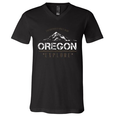 Oregon Mountain Explore Oregon V-Neck T-Shirt