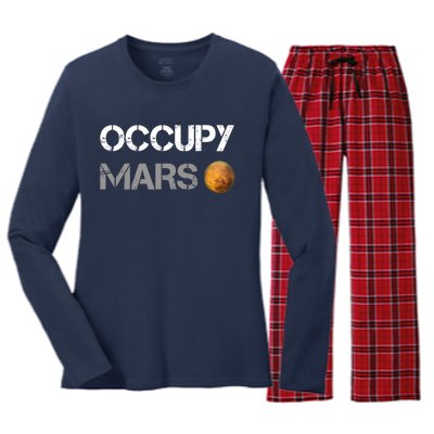 Occupy Mars Elon Musk SpaceX Project Gift Ideas Occupy Mars Trending Women's Long Sleeve Flannel Pajama Set 