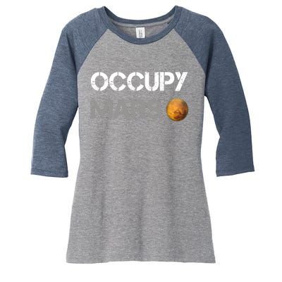 Occupy Mars Elon Musk SpaceX Project Gift Ideas Occupy Mars Trending Women's Tri-Blend 3/4-Sleeve Raglan Shirt