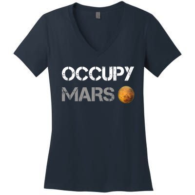 Occupy Mars Elon Musk SpaceX Project Gift Ideas Occupy Mars Trending Women's V-Neck T-Shirt