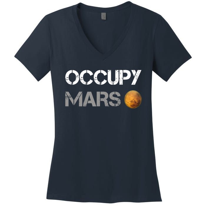 Occupy Mars Elon Musk SpaceX Project Gift Ideas Occupy Mars Trending Women's V-Neck T-Shirt