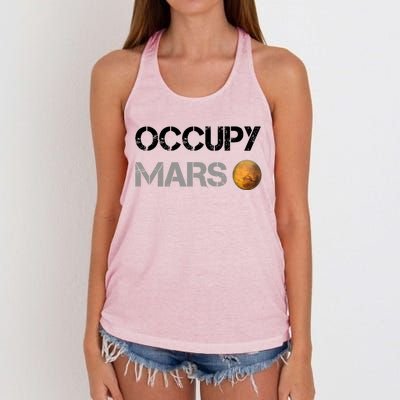 Occupy Mars Elon Musk SpaceX Project Gift Ideas Occupy Mars Trending Women's Knotted Racerback Tank