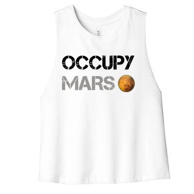 Occupy Mars Elon Musk SpaceX Project Gift Ideas Occupy Mars Trending Women's Racerback Cropped Tank