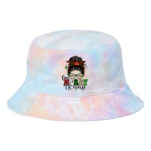 One Merry Er Nurse Buffalo Plaid Messy Bun Christmas Nurse Gift Tie Dye Newport Bucket Hat