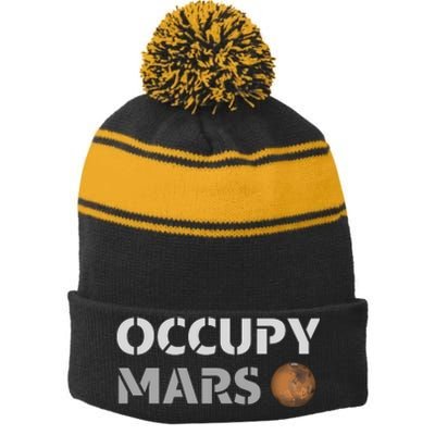 Occupy Mars Funny Occupy Mars Stripe Pom Pom Beanie