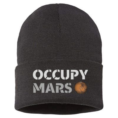 Occupy Mars Funny Occupy Mars Sustainable Knit Beanie