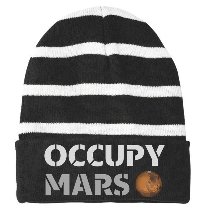 Occupy Mars Funny Occupy Mars Striped Beanie with Solid Band