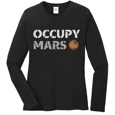 Occupy Mars Funny Occupy Mars Ladies Long Sleeve Shirt