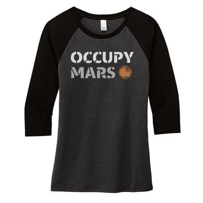 Occupy Mars Funny Occupy Mars Women's Tri-Blend 3/4-Sleeve Raglan Shirt