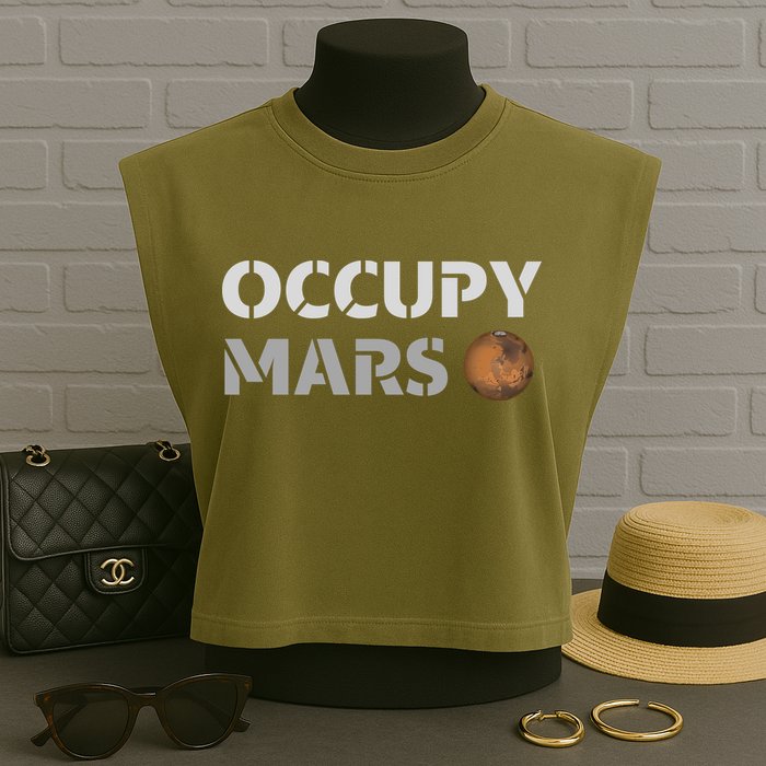 Occupy Mars Funny Occupy Mars Garment-Dyed Women's Muscle Tee