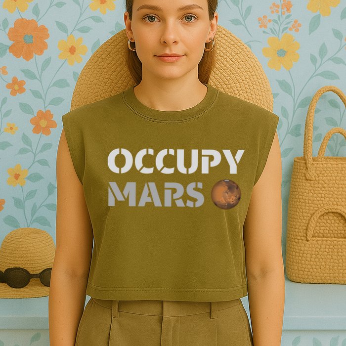 Occupy Mars Funny Occupy Mars Garment-Dyed Women's Muscle Tee