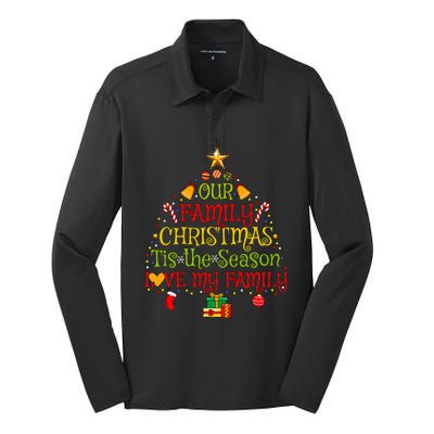 Our Matching Family Christmas love my family Silk Touch Performance Long Sleeve Polo