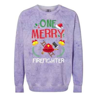 One Merry Firefighter Fire Ugly Christmas Meaningful Gift Colorblast Crewneck Sweatshirt