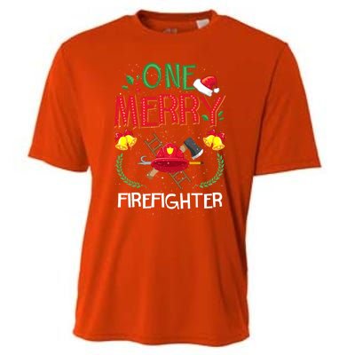 One Merry Firefighter Fire Ugly Christmas Meaningful Gift Cooling Performance Crew T-Shirt