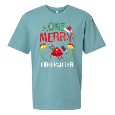 One Merry Firefighter Fire Ugly Christmas Meaningful Gift Sueded Cloud Jersey T-Shirt