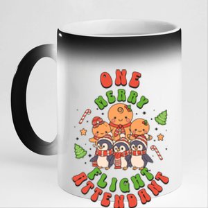 One Merry Flight Attendant Fun Cute Christmas Lover Festive Gift 11oz Black Color Changing Mug