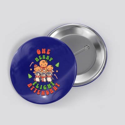 One Merry Flight Attendant Fun Cute Christmas Lover Festive Gift Button