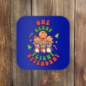 One Merry Flight Attendant Fun Cute Christmas Lover Festive Gift Coaster