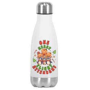 One Merry Flight Attendant Fun Cute Christmas Lover Festive Gift Stainless Steel Insulated Water Bottle