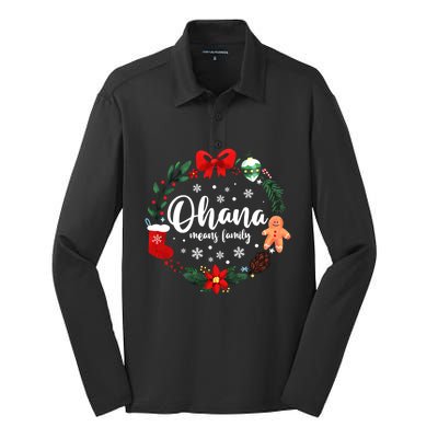 Ohana Means Family Christmas Holiday Matching Vacation Cute Gift Silk Touch Performance Long Sleeve Polo