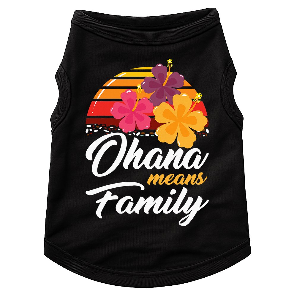 Ohana Means Family Hawaii 70s Retro Vintage Hawaiian Gifts Doggie Tank