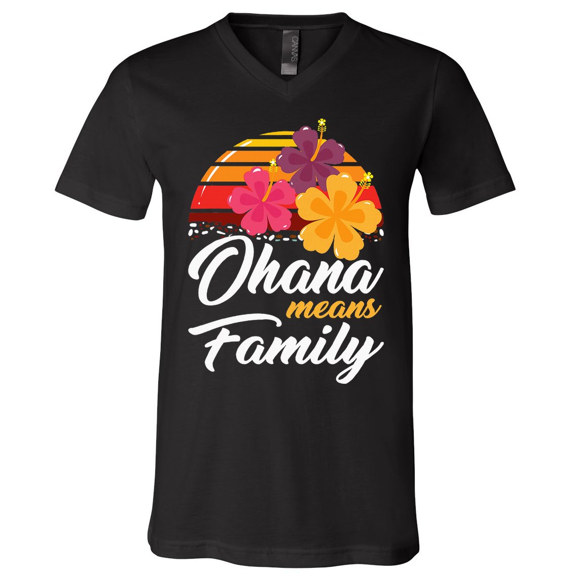 Ohana Means Family Hawaii 70s Retro Vintage Hawaiian Gifts V-Neck T-Shirt
