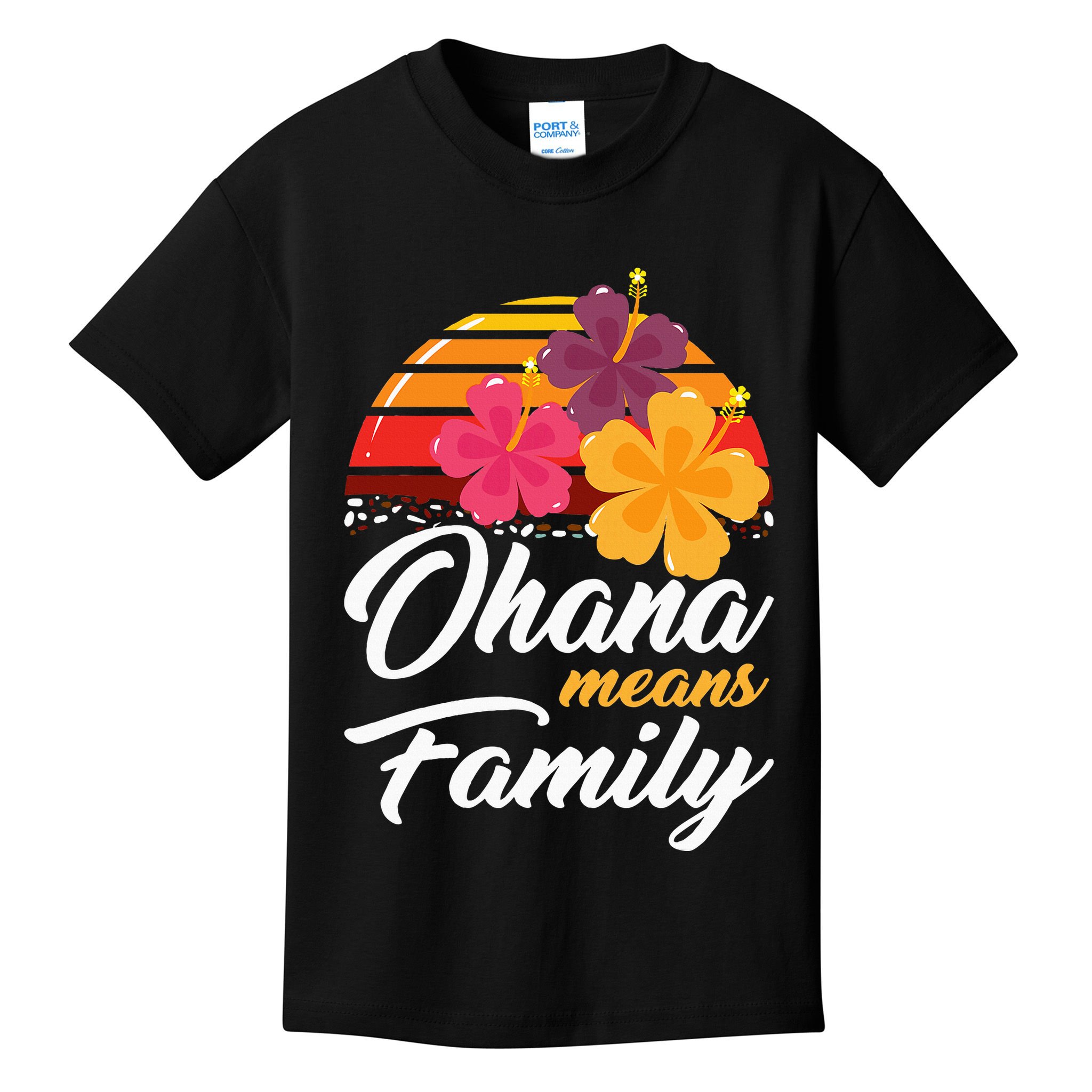 Ohana Means Family Hawaii 70s Retro Vintage Hawaiian Gifts Kids T-Shirt
