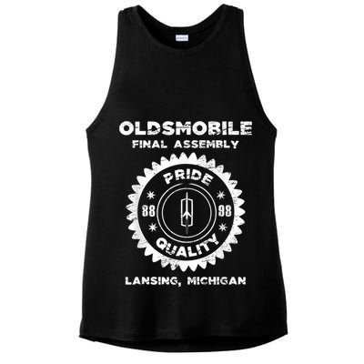 Oldsmobile Motors Final Assembly Graphic Classic Car Show Ladies PosiCharge Tri-Blend Wicking Tank