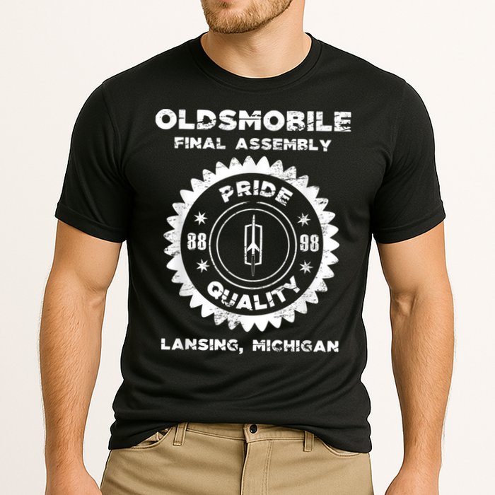 Oldsmobile Motors Final Assembly Graphic Classic Car Show Cooling Performance Crew T-Shirt
