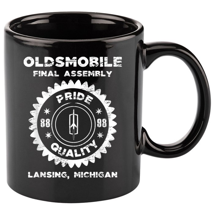 Oldsmobile Motors Final Assembly Graphic Classic Car Show 11oz C Handle Ceramic Mug
