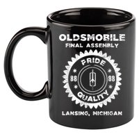 Oldsmobile Motors Final Assembly Graphic Classic Car Show 11oz C Handle Ceramic Mug