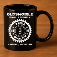 Oldsmobile Motors Final Assembly Graphic Classic Car Show 11oz C Handle Ceramic Mug