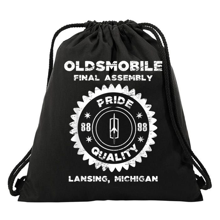 Oldsmobile Motors Final Assembly Graphic Classic Car Show Drawstring Bag