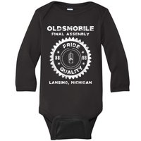 Oldsmobile Motors Final Assembly Graphic Classic Car Show Baby Long Sleeve Bodysuit