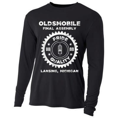 Oldsmobile Motors Final Assembly Graphic Classic Car Show Cooling Performance Long Sleeve Crew