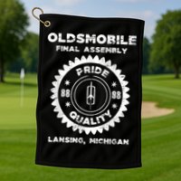 Oldsmobile Motors Final Assembly Graphic Classic Car Show Golf Towel