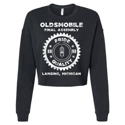 Oldsmobile Motors Final Assembly Graphic Classic Car Show Cropped Pullover Crew