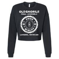 Oldsmobile Motors Final Assembly Graphic Classic Car Show Cropped Pullover Crew